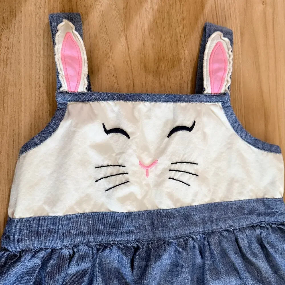 Gymboree Dress Garden Party Chambray Jumper bunny Carrot Easter Spring Size 7